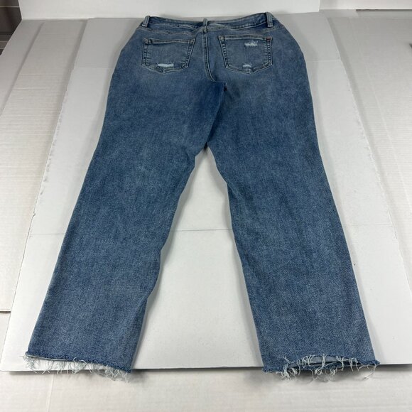 Edgely Jeans Women's 33x26* High Rise Straight Crop Blue Distressed Denim Tag 14 - Picture 10 of 16